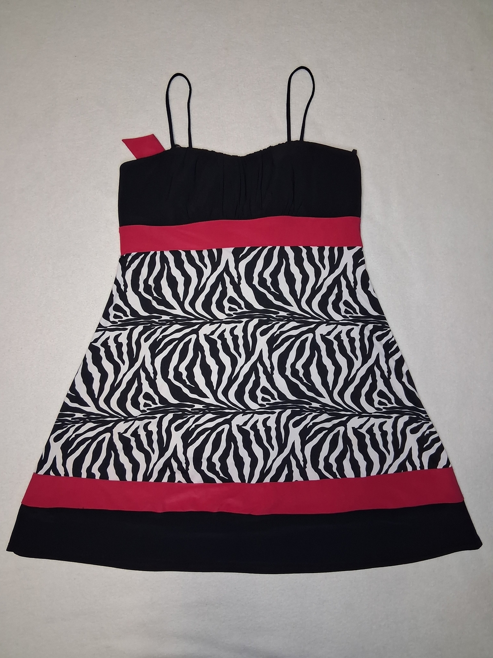 Oasis Y2K Black, White & Pink Zebra Print Spaghetti Strap Dress